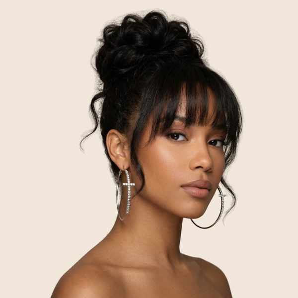 The Faith Over Fear Hoop Earrings-Silver