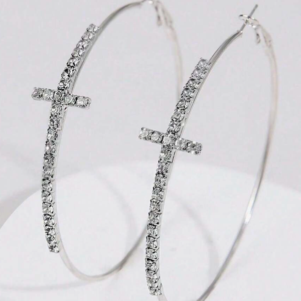 The Faith Over Fear Hoop Earrings-Silver