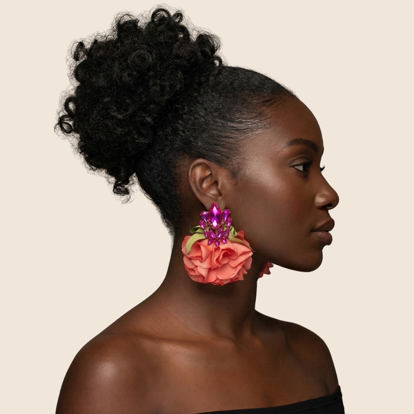 The Jewel Bloom Earrings-Coral