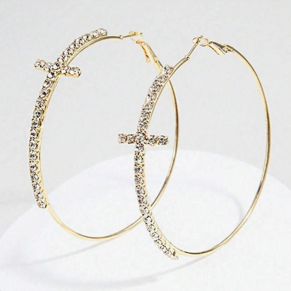 The Faith Over Fear Hoop Earrings-Gold