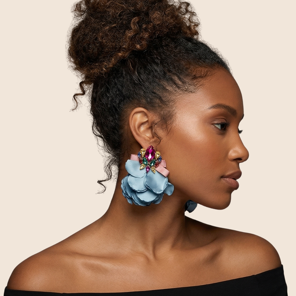 The Jewel Bloom Earrings-Blue