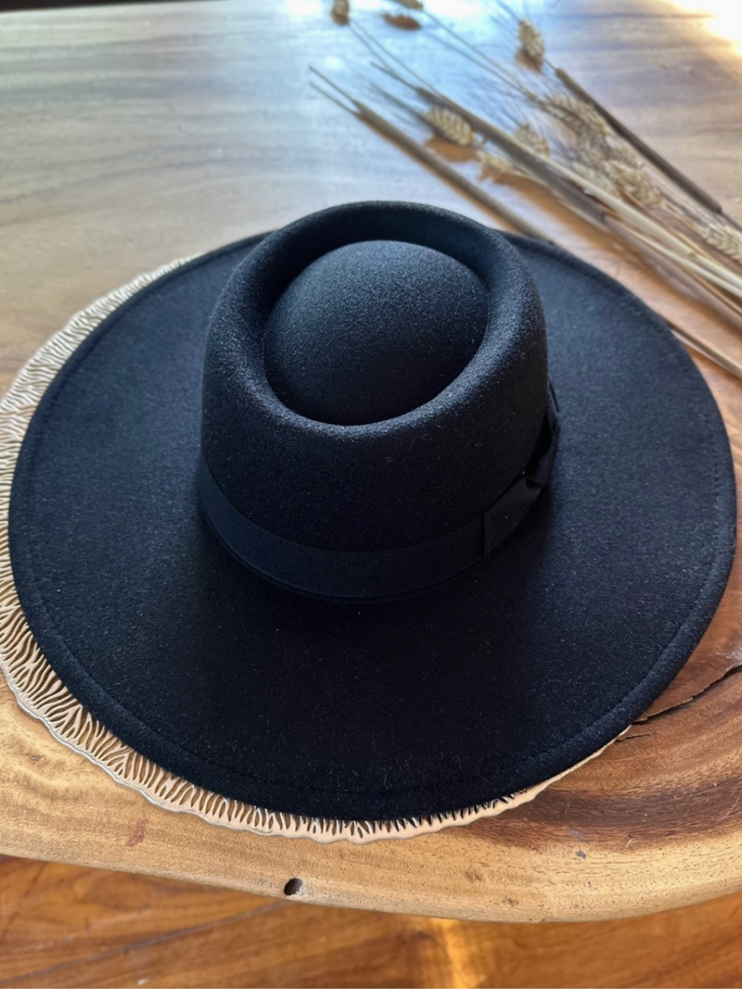 Bone Wide Brim Fedora Boater Hat Rocha - Wide Brim Boater Ribbon Band Panama Toquilla Straw  main image 3