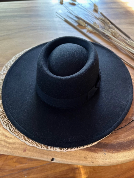 Bella Black Wide Brim Fedora