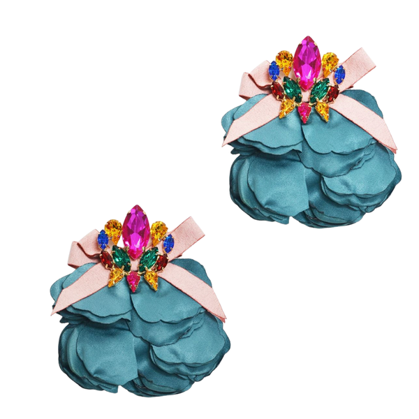 The Jewel Bloom Earrings-Blue