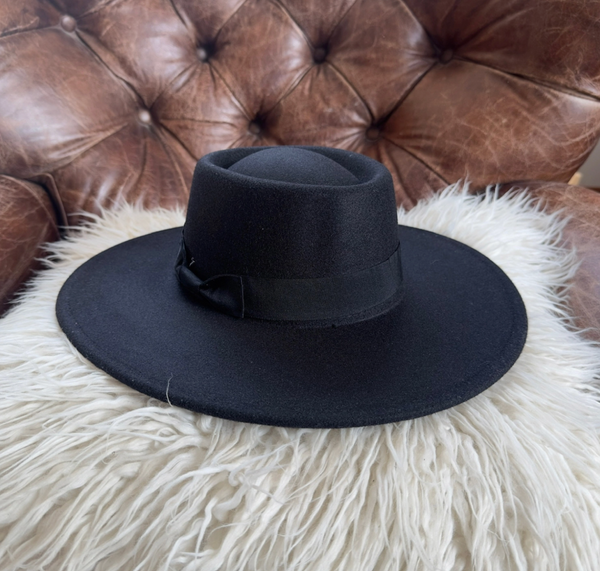 Bella Black Wide Brim Fedora